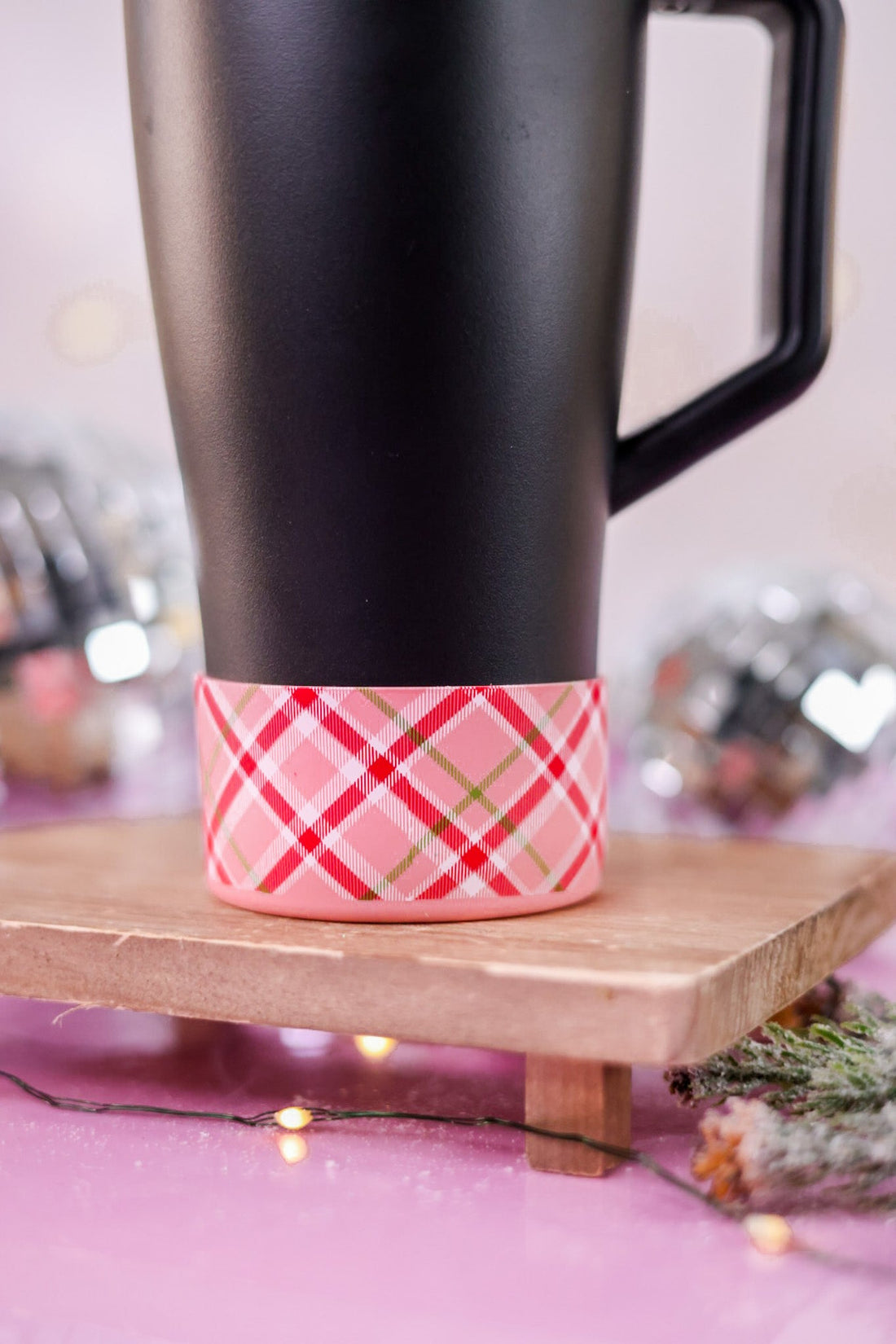 Festive Plaid Silicone Tumbler Boot - Whiskey Skies - THE DARLING EFFECT