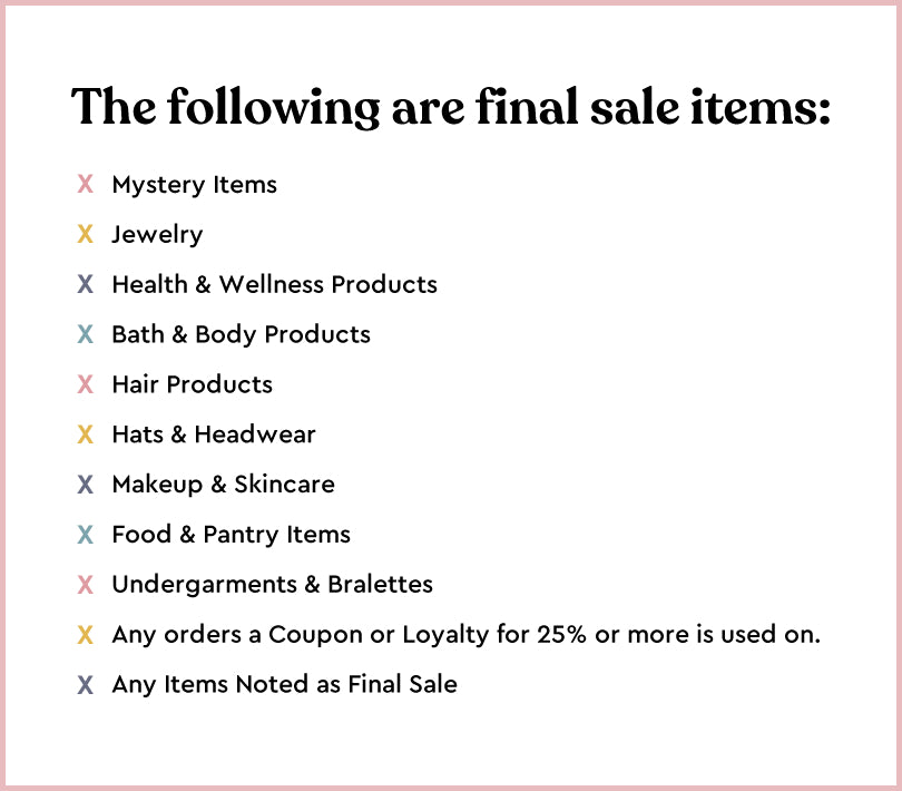 The following are final sale items!