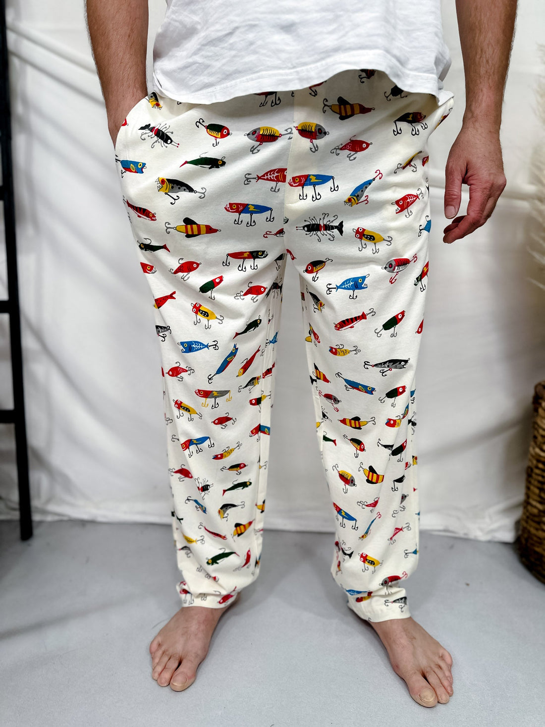 Fishing Lures Men's Loungewear Pants - Whiskey Skies - HATLEY LITTLE BLUE HOUSE INC.