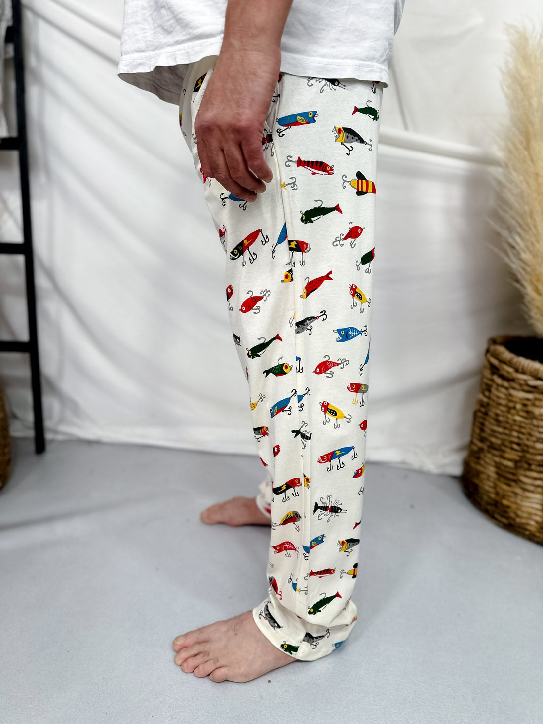 Fishing Lures Men's Loungewear Pants - Whiskey Skies - HATLEY LITTLE BLUE HOUSE INC.