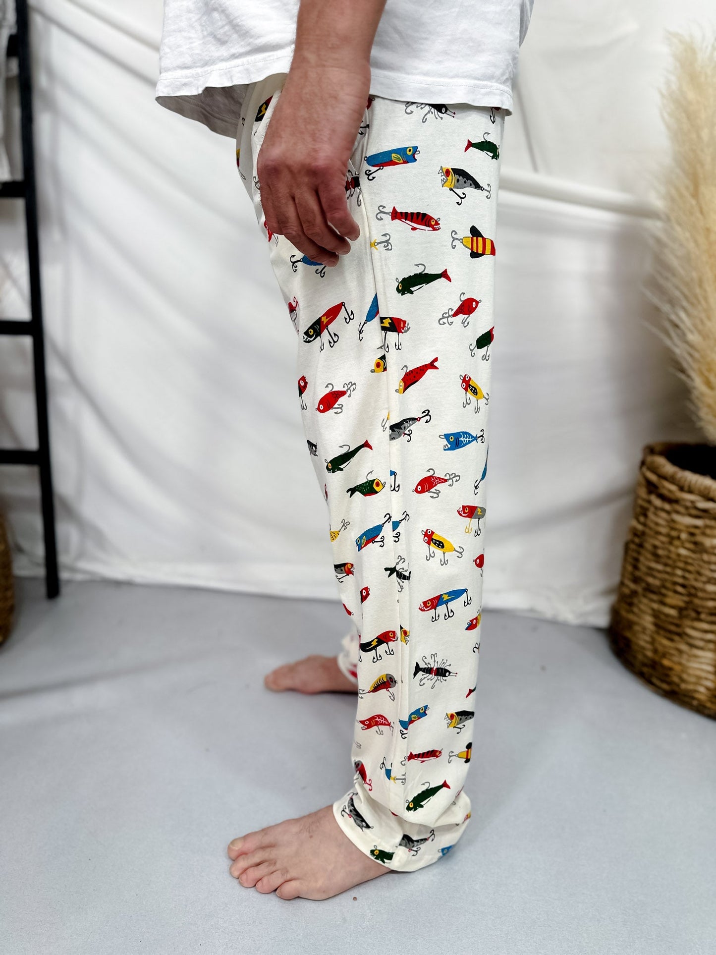 Fishing Lures Men's Loungewear Pants - Whiskey Skies - HATLEY LITTLE BLUE HOUSE INC.