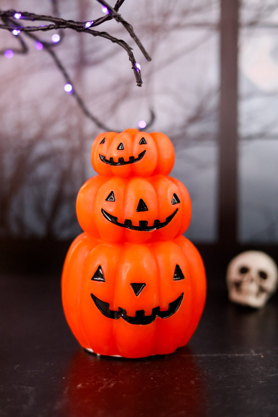 Flameless LED Happy Pumpkin - Whiskey Skies - TAG