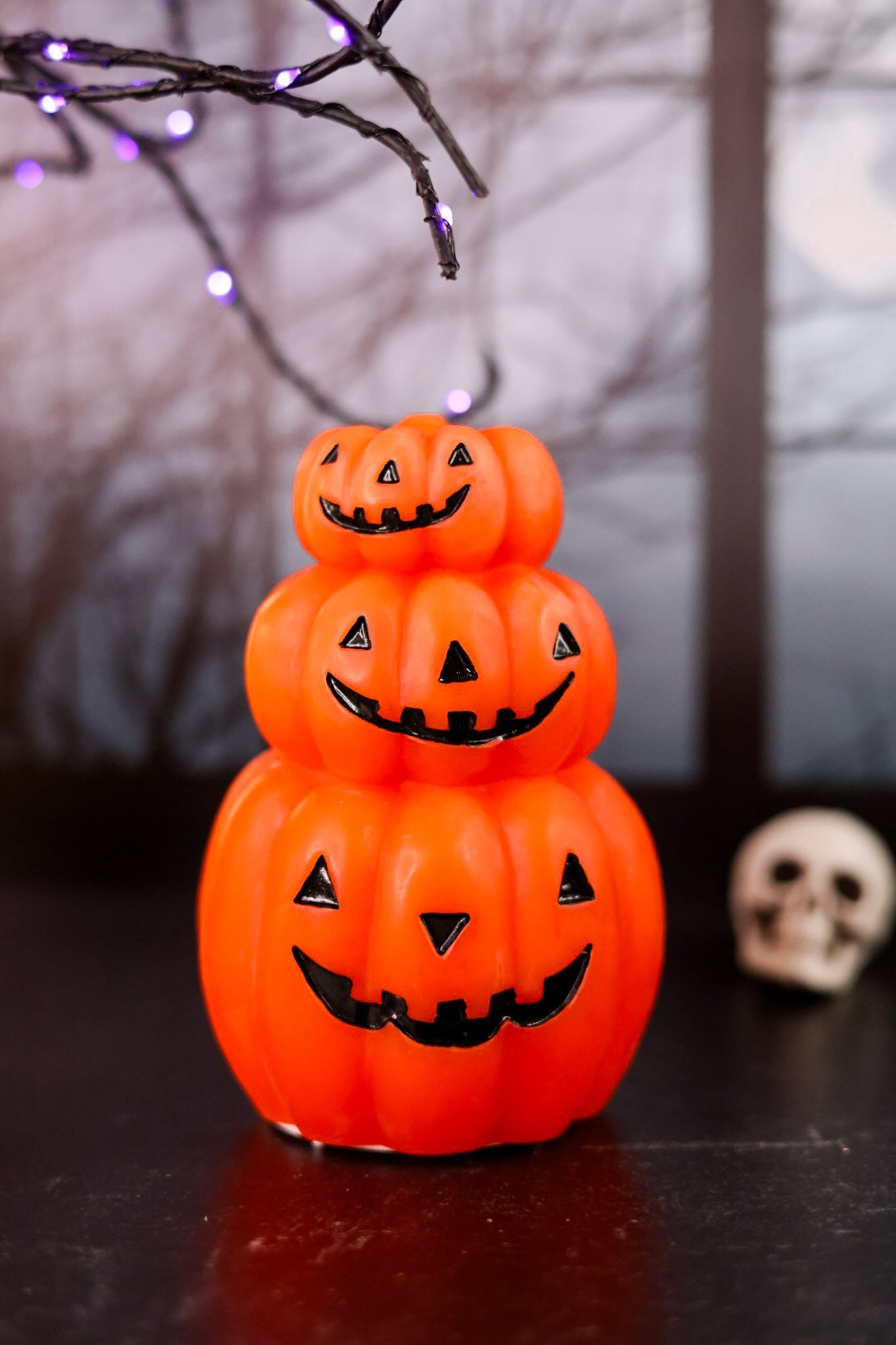 Flameless LED Happy Pumpkin - Whiskey Skies - TAG