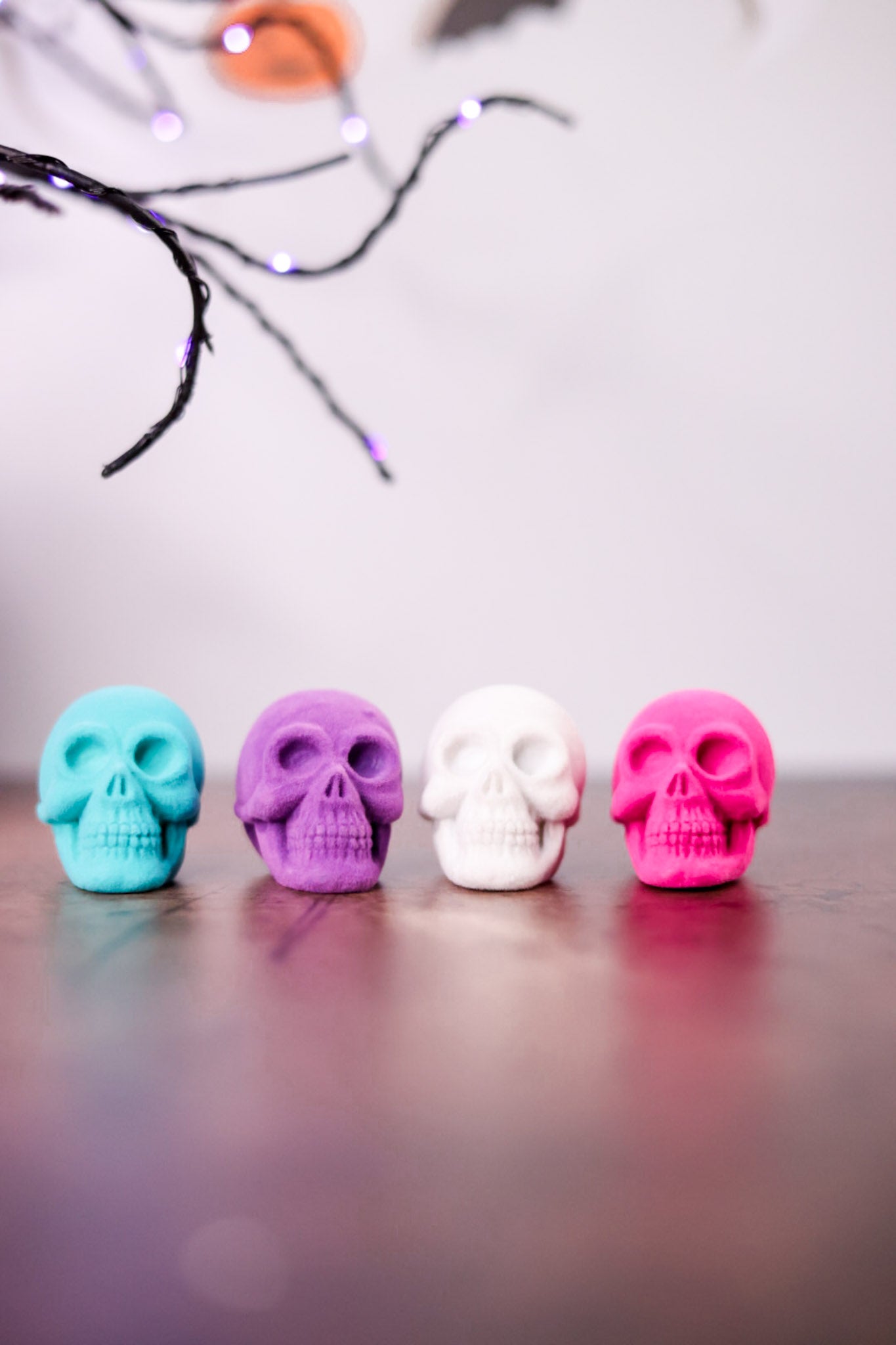 Flocked Halloween Skull's (4 Colors) - Whiskey Skies - C & F ENTERPRISES