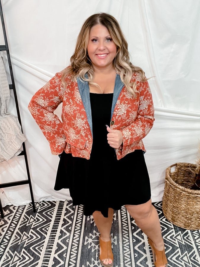 Floral And Denim Reversible Long Sleeve - Whiskey Skies - JADED GYPSY