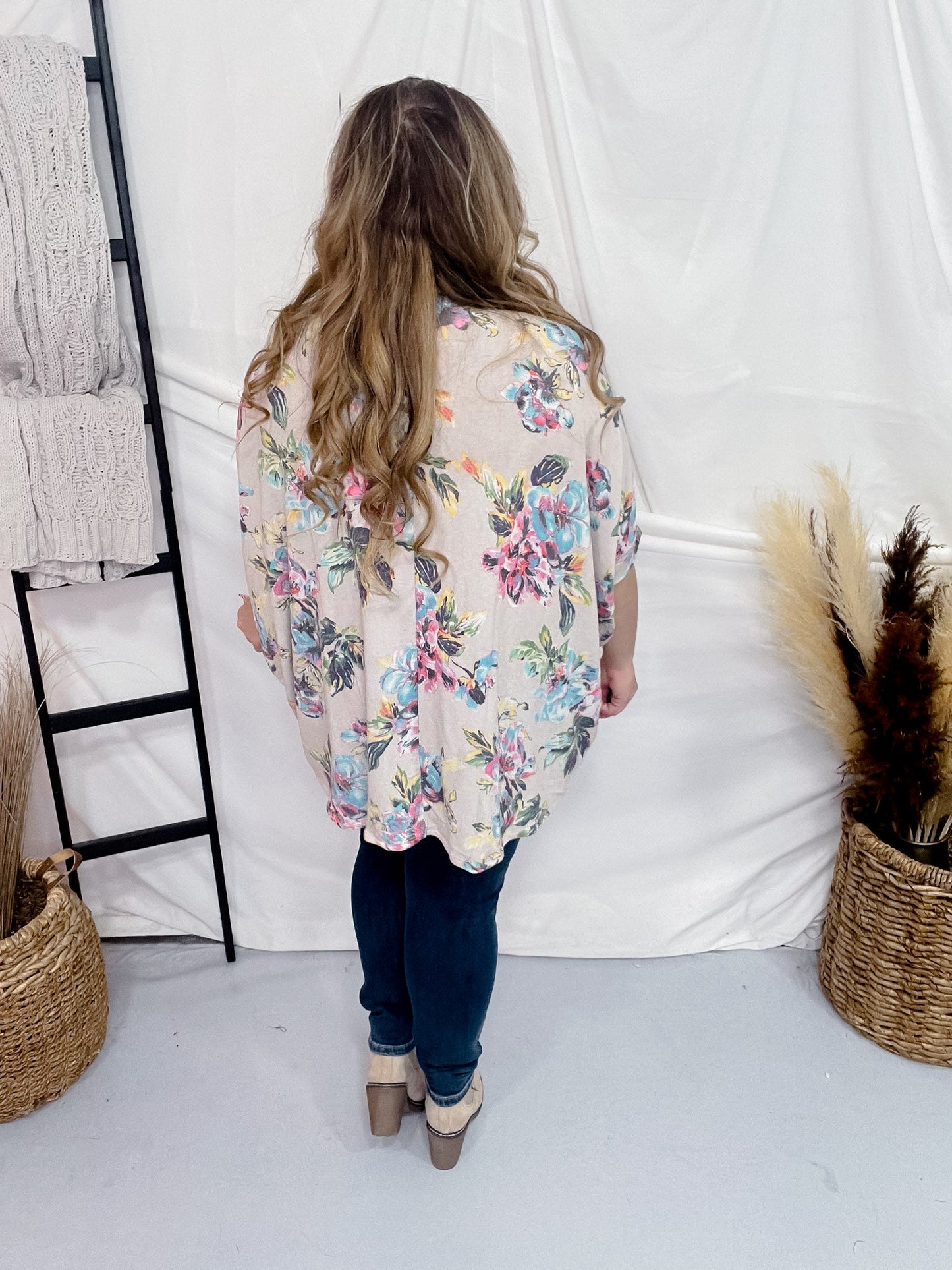 Floral and Taupe Flowy Top - Whiskey Skies - DEAR SCARLETT