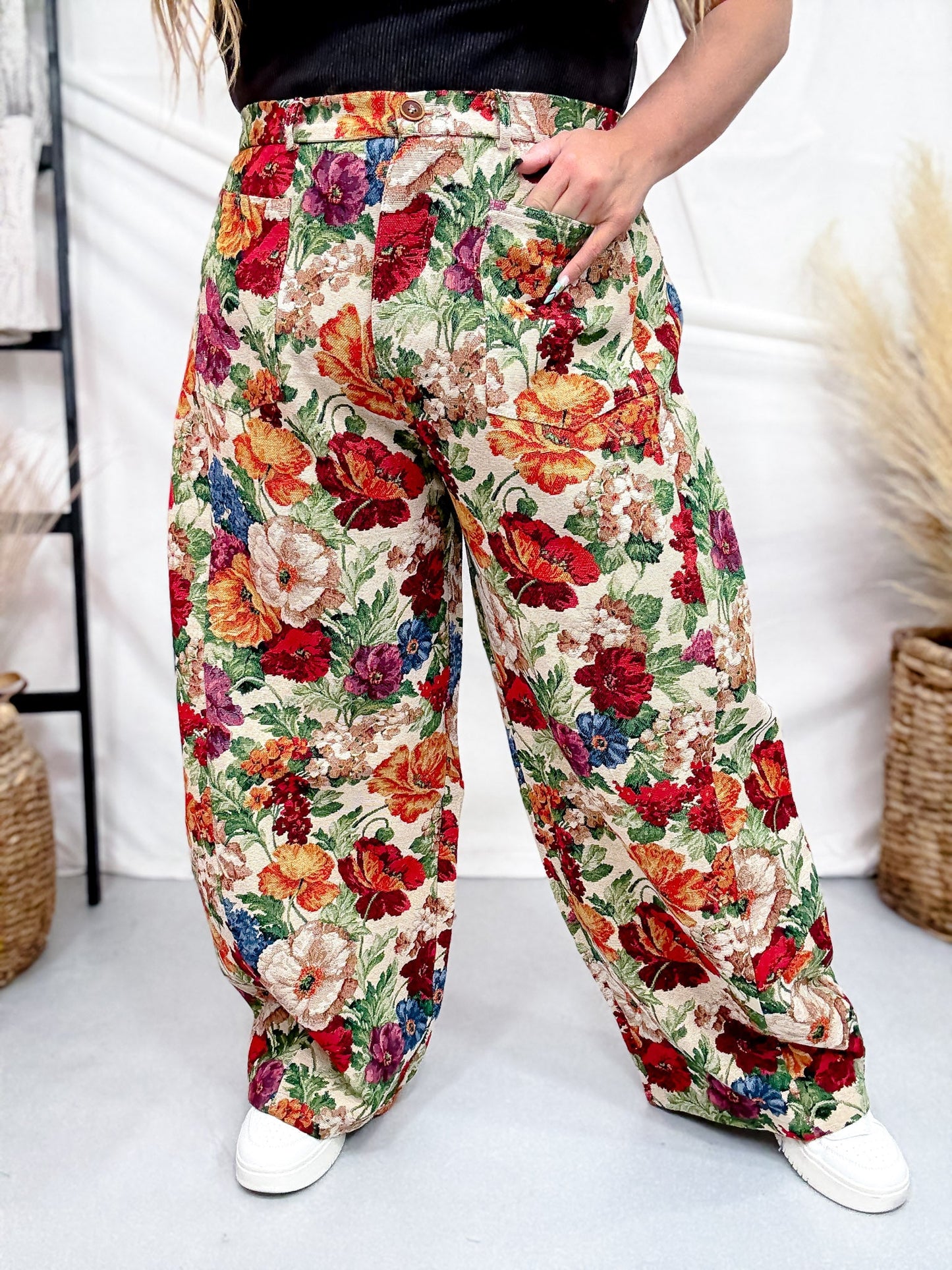 Floral Barrel Pants - Whiskey Skies - DAVI & DANI