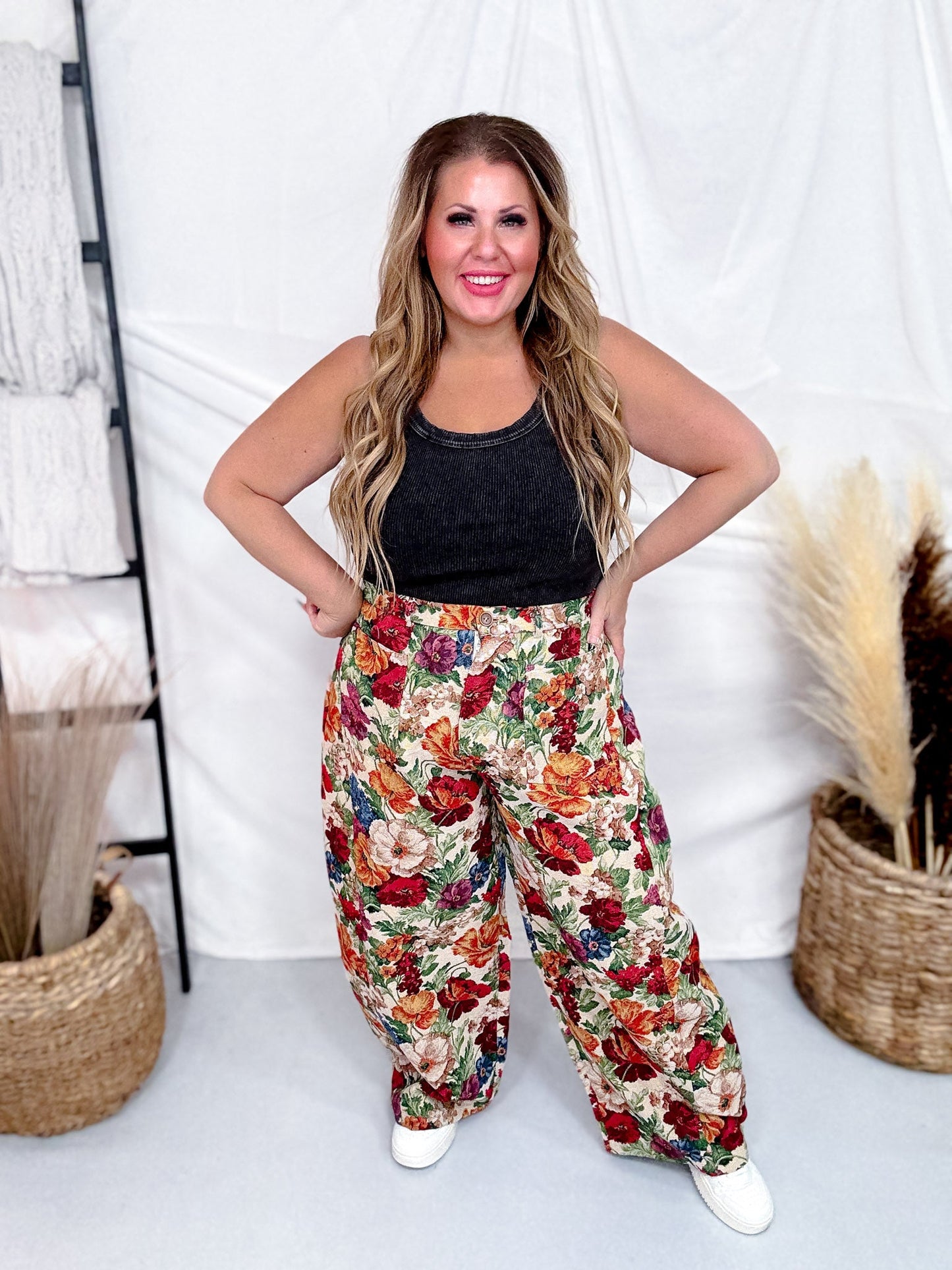 Floral Barrel Pants - Whiskey Skies - DAVI & DANI