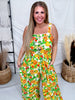 Floral Citrus Print Sleeveless Jumpsuit With Front Lacing - Whiskey Skies - ODDI