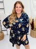 Floral Corduroy Collared Midi Dress - Whiskey Skies - UMGEE