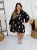Floral Corduroy Collared Midi Dress - Whiskey Skies - UMGEE