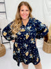 Floral Corduroy Collared Midi Dress - Whiskey Skies - UMGEE