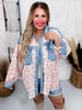Floral Corduroy Washed Denim Mix & Match Shirt - Whiskey Skies - BIBI