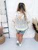 Floral & Crochet Button Down Hooded Long Sleeve Top - Whiskey Skies - POL CLOTHING INC.
