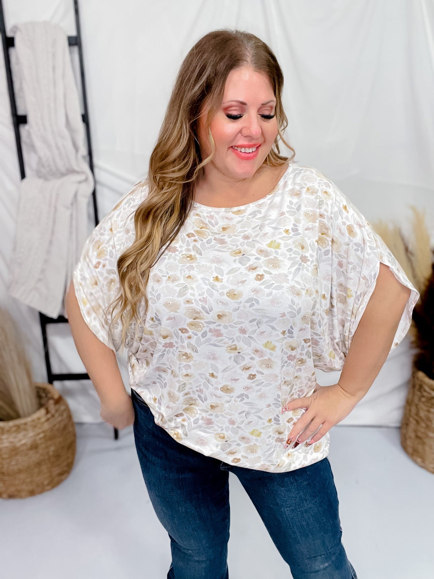 Floral Darcy Dolman Top - Whiskey Skies - MICHELLE MAE