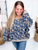 Floral Denim Long Sleeve Shirt With Frayed Details - Whiskey Skies - BIBI