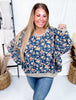 Floral Denim Long Sleeve Shirt With Frayed Details - Whiskey Skies - BIBI