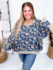 Floral Denim Long Sleeve Shirt With Frayed Details - Whiskey Skies - BIBI