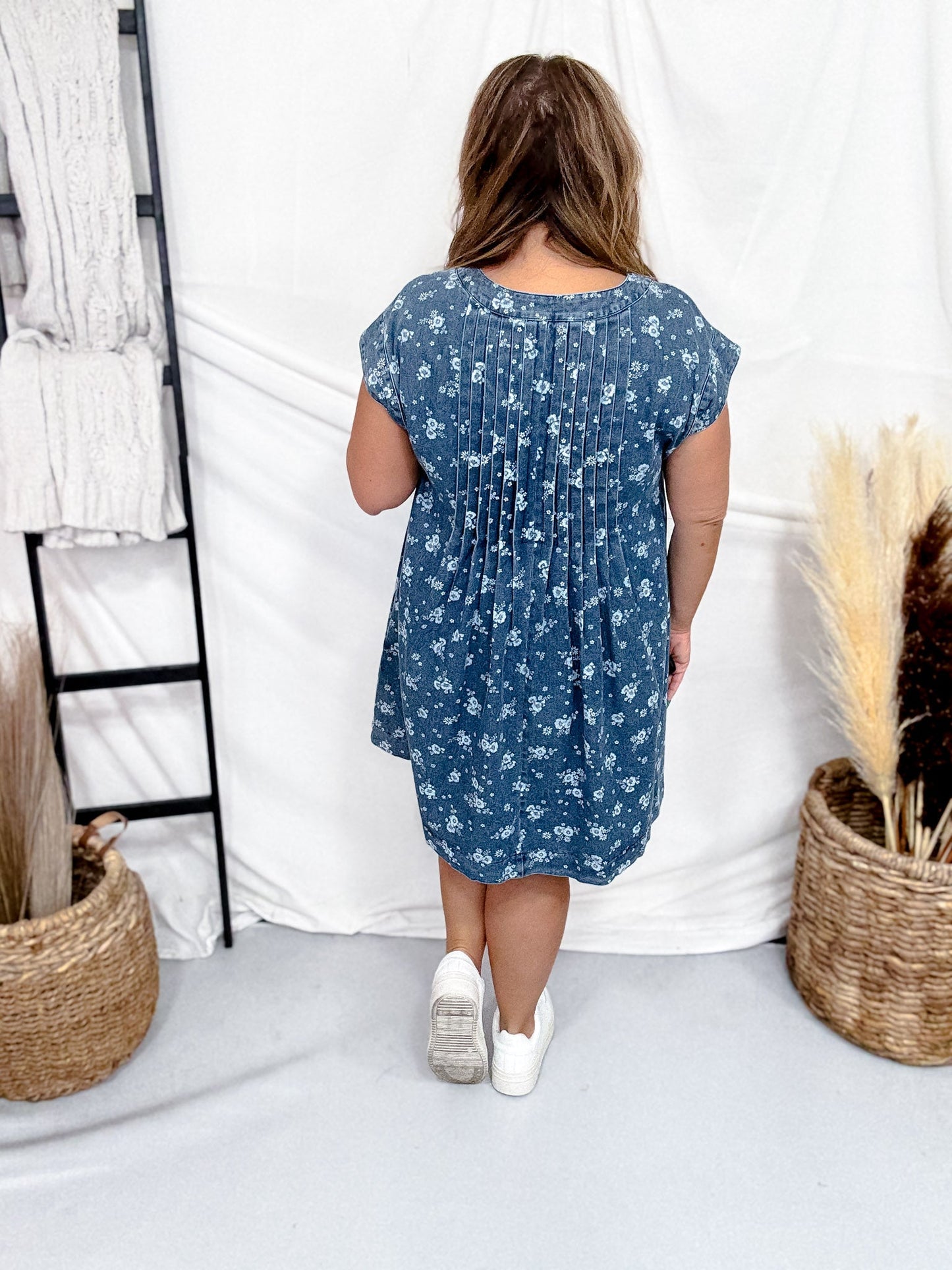 Floral Denim Sleeveless Dress - Whiskey Skies - SEW IN LOVE