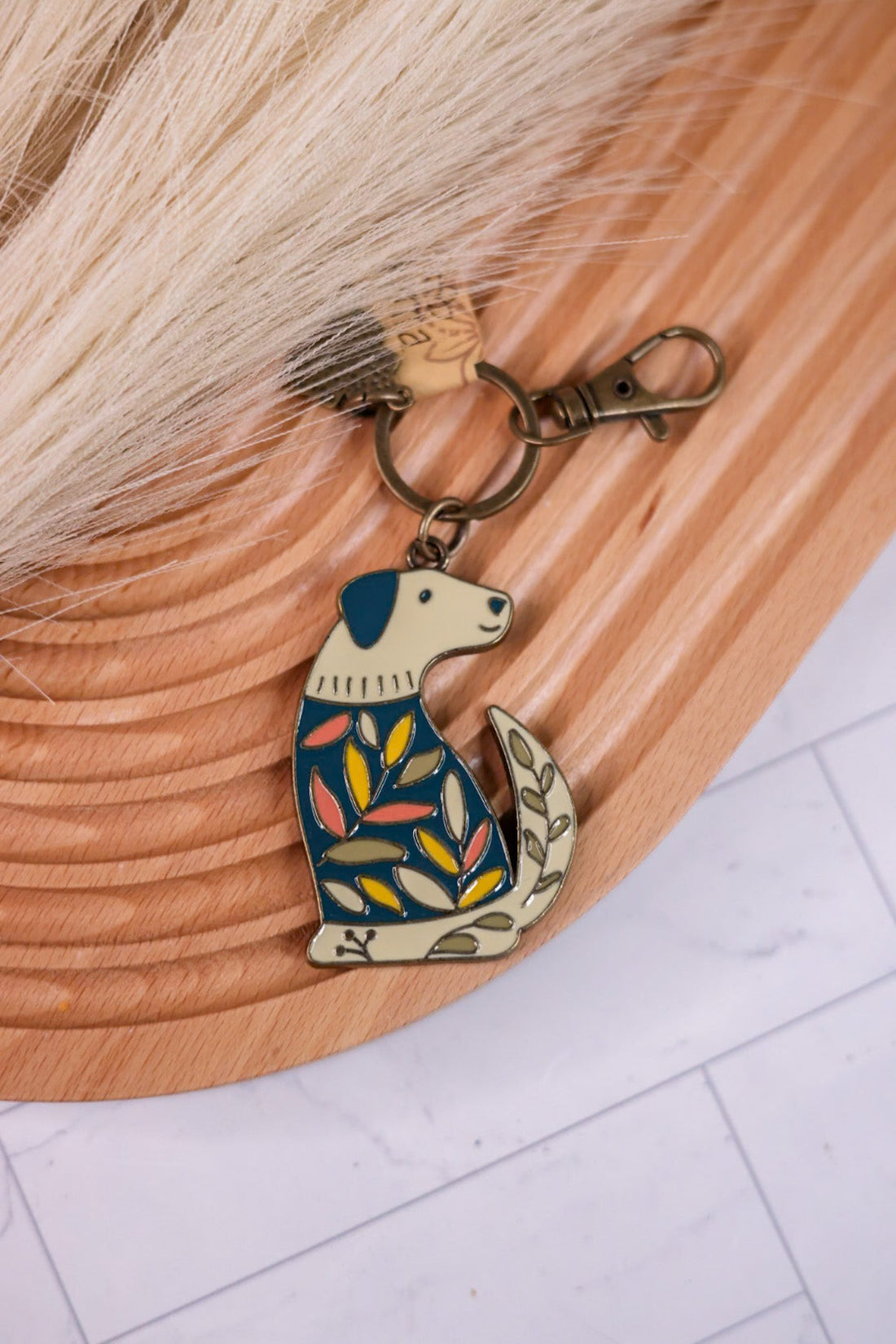 Floral Dog Enamel Keychain - Whiskey Skies - KARMA