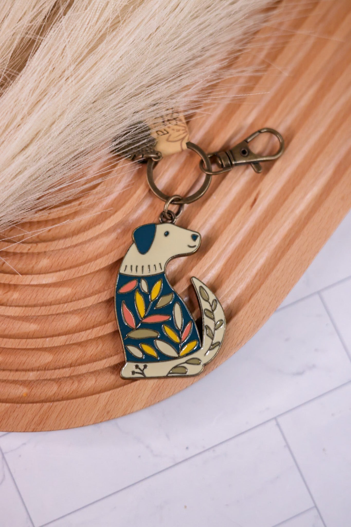 Floral Dog Enamel Keychain - Whiskey Skies - KARMA