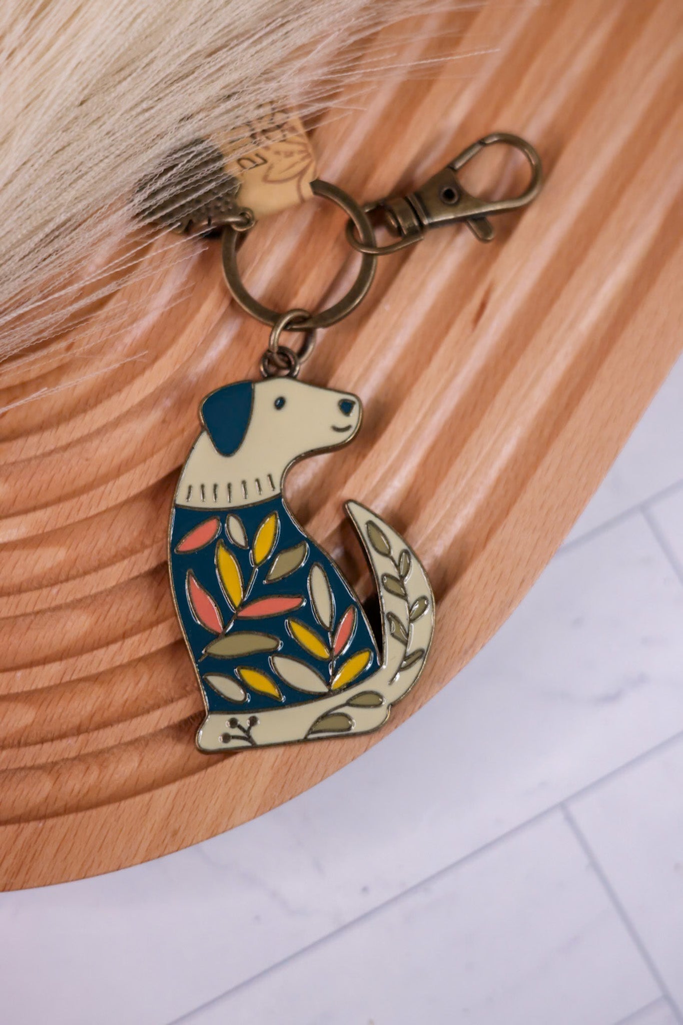 Floral Dog Enamel Keychain - Whiskey Skies - KARMA