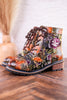 Floral Embossed Combat Boots - Whiskey Skies - SPRING FOOTWEAR