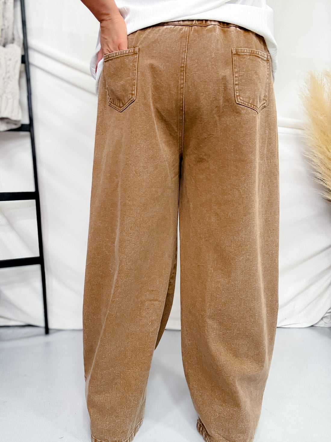 Floral Embroidered Knee Wide Leg Pants - Whiskey Skies - J.NNA