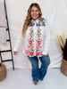 Floral Embroidered Long Sleeve Button Front Top - Whiskey Skies - ANDREE BY UNIT