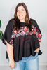 Floral Embroidered Poncho Tunic Top - Whiskey Skies - ANDREE BY UNIT