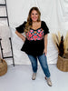 Floral Embroidered Puff Sleeve Babydoll Top - Whiskey Skies - ANDREE BY UNIT