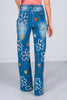 Floral Embroidered Straight Leg Jeans - Whiskey Skies - OLI & HALI