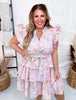 Floral Eyelet Lace Tiered Dress - Whiskey Skies - GEEGEE