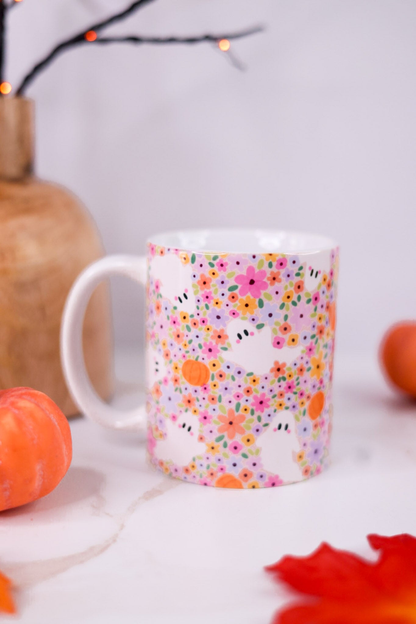 Floral Ghost Ceramic Mug - Whiskey Skies - MUGSBY