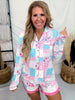 Floral Heirloom Patchwork Long Sleeve Top W/ Shorts Pajama Set - Whiskey Skies - JESS LEA