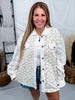 Floral Jaquard Shacket With Lace Sleeves - Whiskey Skies - BIBI