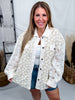 Floral Jaquard Shacket With Lace Sleeves - Whiskey Skies - BIBI