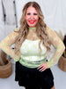 Floral Lace High Neck Mesh Top in Lime Green - Whiskey Skies - SWEET GENERIS