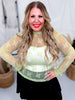 Floral Lace High Neck Mesh Top in Lime Green - Whiskey Skies - SWEET GENERIS