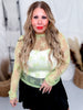 Floral Lace High Neck Mesh Top in Lime Green - Whiskey Skies - SWEET GENERIS