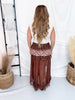 Floral & Lace Tiered Maxi Skirt - Whiskey Skies - POLAGRAM + BAEVELY