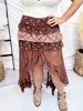 Floral & Lace Tiered Maxi Skirt - Whiskey Skies - POLAGRAM + BAEVELY