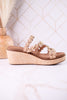 Floral "Let's Be Friends" Raffia Wedge Sandals - Whiskey Skies - CORKYS FOOTWEAR