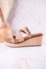 Floral "Let's Be Friends" Raffia Wedge Sandals - Whiskey Skies - CORKYS FOOTWEAR