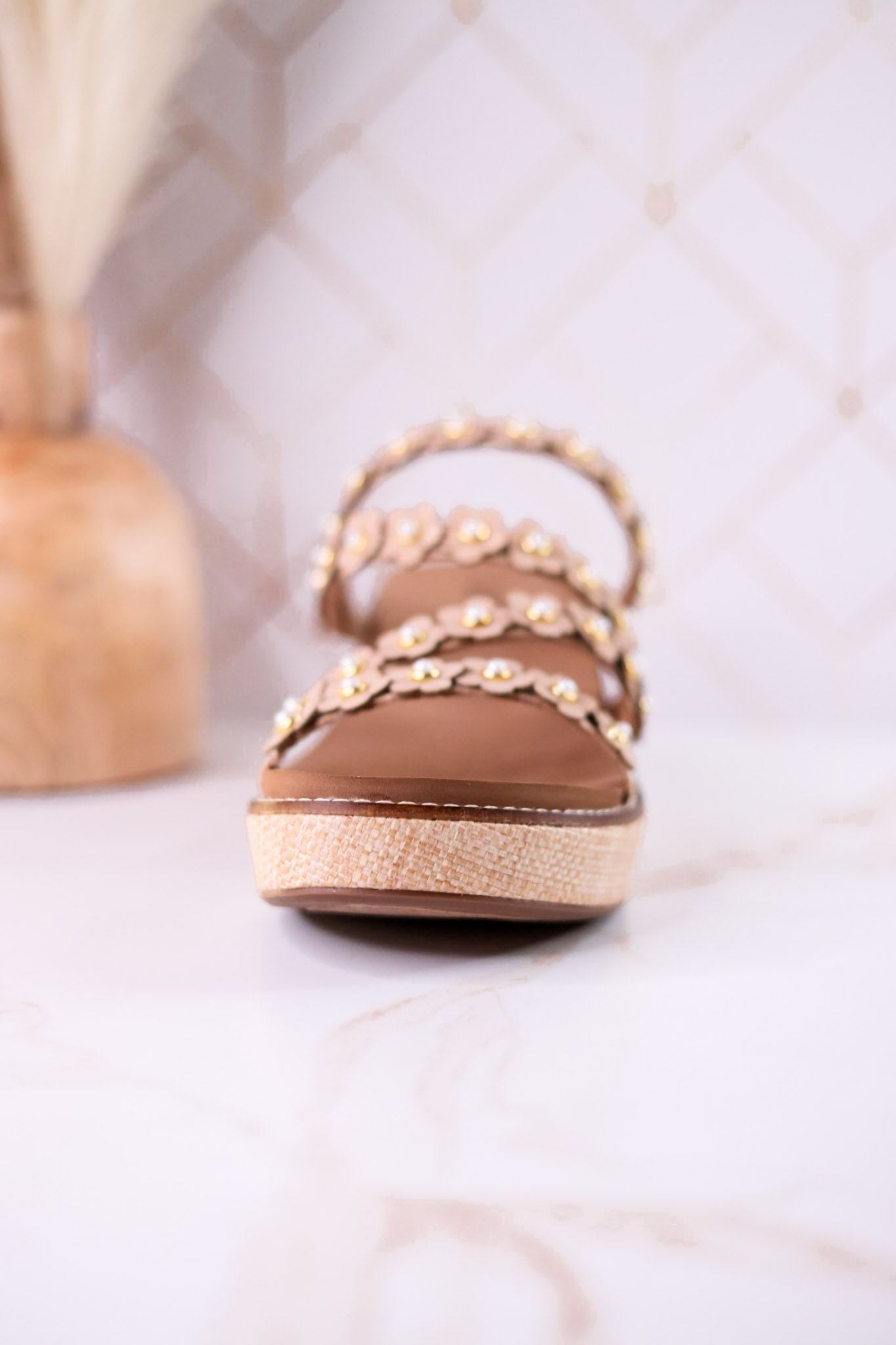 Floral "Let's Be Friends" Raffia Wedge Sandals - Whiskey Skies - CORKYS FOOTWEAR