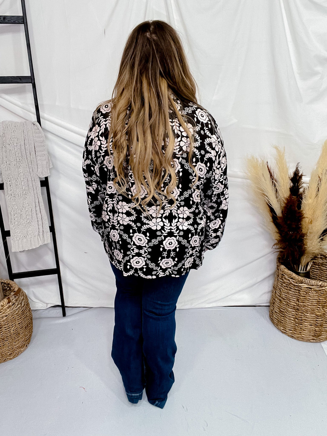 Floral Long Sleeve Button Down Blouse - Whiskey Skies - ANDREE BY UNIT