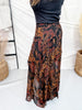 Floral Maxi Skirt W/ Reverse Seam Details - Whiskey Skies - COZY CO