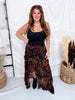 Floral Maxi Skirt W/ Reverse Seam Details - Whiskey Skies - COZY CO