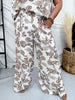 Floral Paisley Print Wide Leg Pants w/ Elastic Waistband - Whiskey Skies - COZY CO
