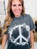 Floral Peace Sign Short Sleeve Graphic Tee - Whiskey Skies - GLAIME
